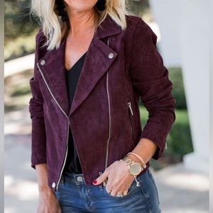 SL8 by Blank NYC Maroon Leather Suede Moto Jacket Cropped Biker Boho Jacket M